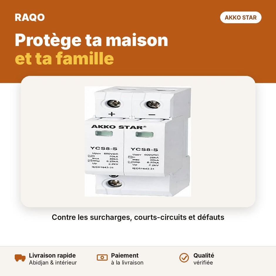 Parafoudre 2P 40kA 385V type HLS1-C | Akko Star - RAQO