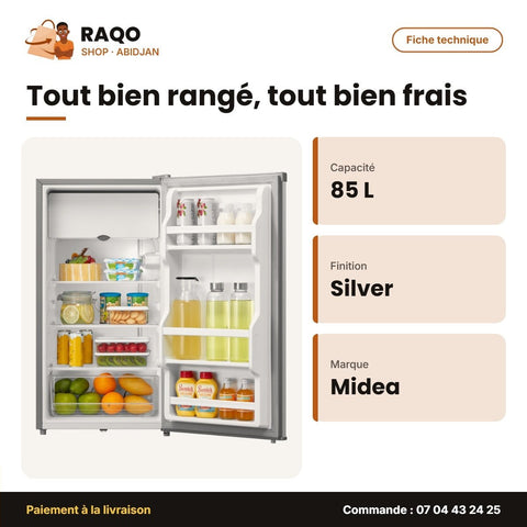 Petit Réfrigérateur Midea – 1 Porte – 85L – Silver | MDRD133FGG50 - RAQO