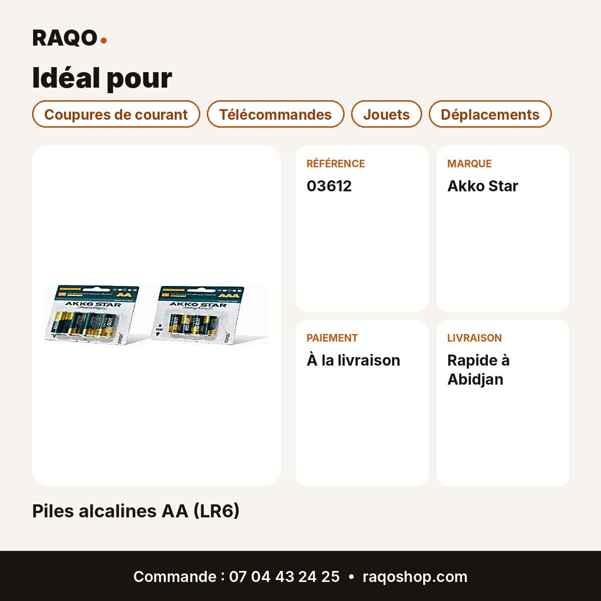 Piles alcalines AA (LR6) | Akko Star - RAQO