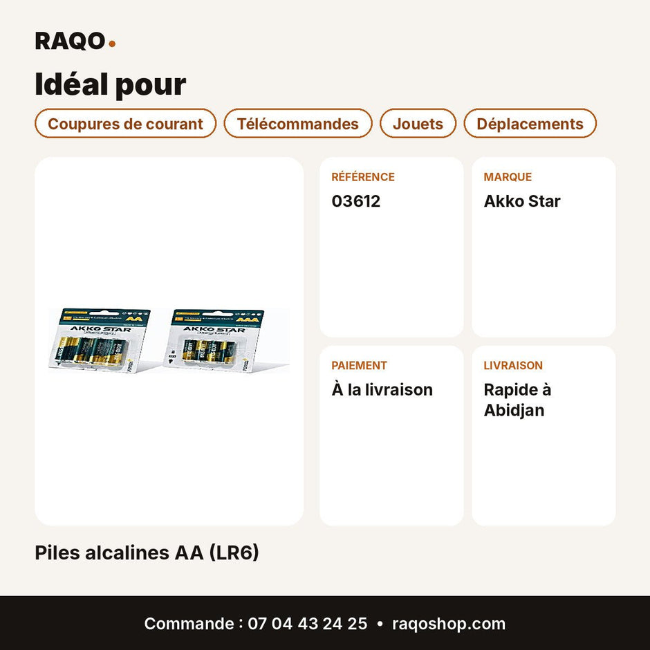 Piles alcalines AA (LR6) | Akko Star - RAQO