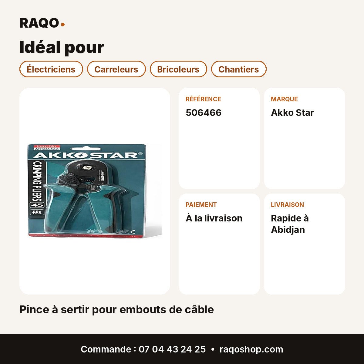 Pince à sertir pour embouts de câble | Akko Star - RAQO