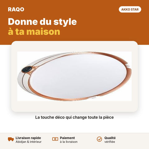 Plafonnier LED 82W 3 couleurs – anneau cuivré et blanc | Akko Star - RAQO