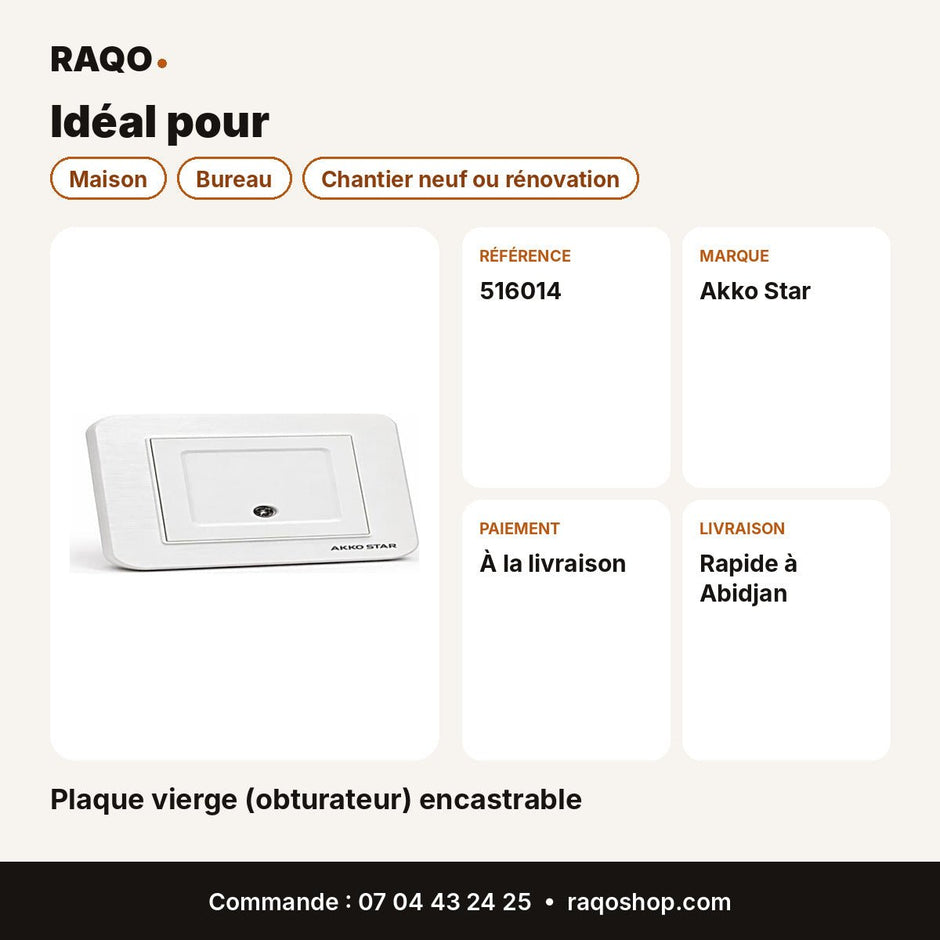 Plaque vierge (obturateur) encastrable | Akko Star - RAQO