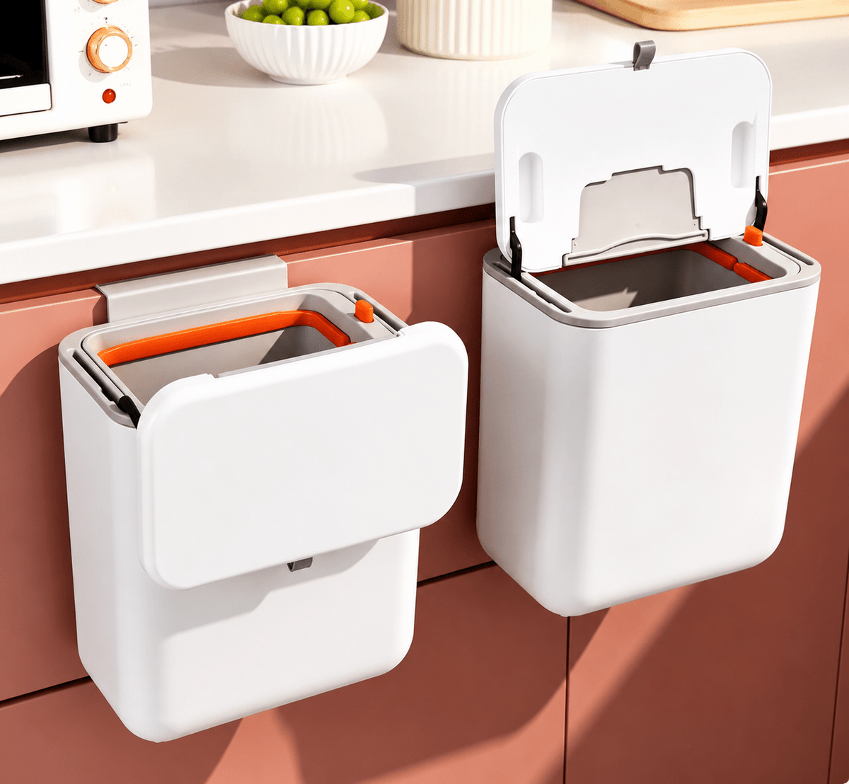 Poubelle murale pliable avec couvercle pour cuisine - RAQO