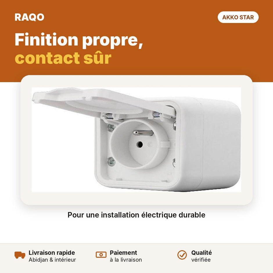 Prise de courant 2P+T étanche en saillie avec clapet | Akko Star - RAQO