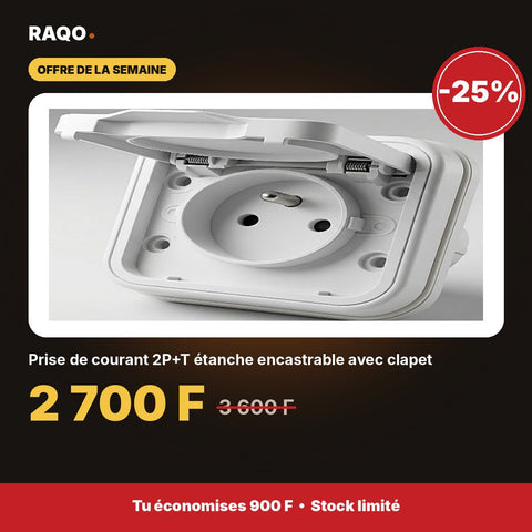Prise de courant 2P+T étanche encastrable avec clapet | Akko Star - RAQO