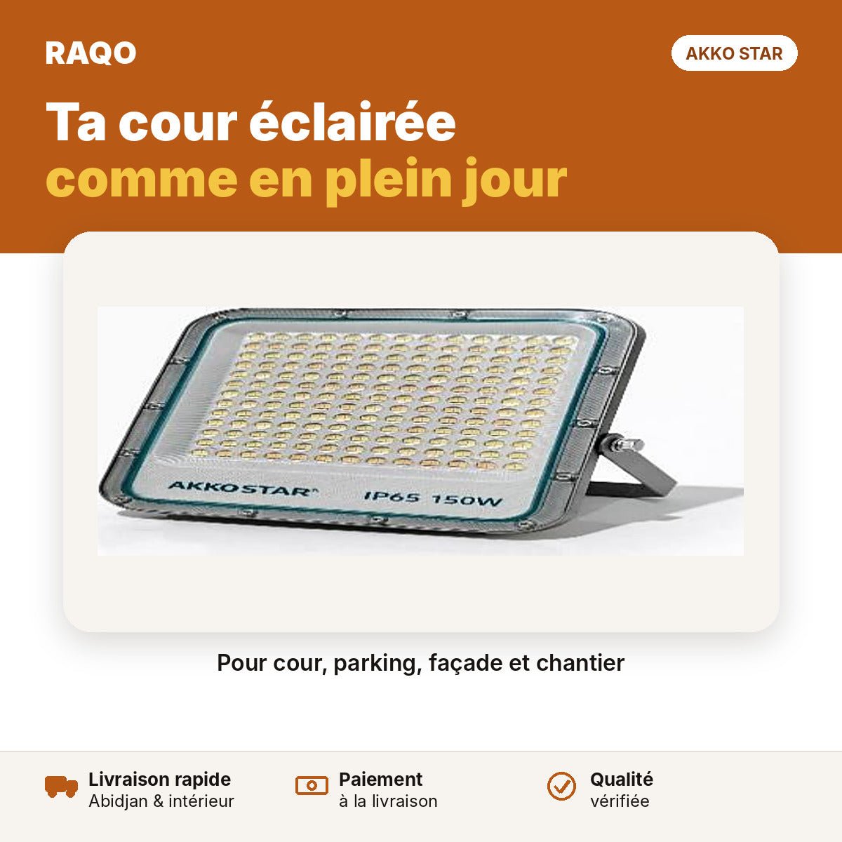 Projecteur LED 150W 3 couleurs 2700K–6500K | Akko Star - RAQO