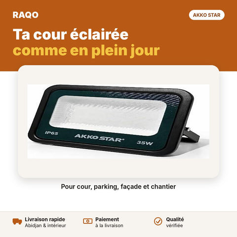 Projecteur LED 35W IP65 – lumière blanche 6500K | Akko Star - RAQO