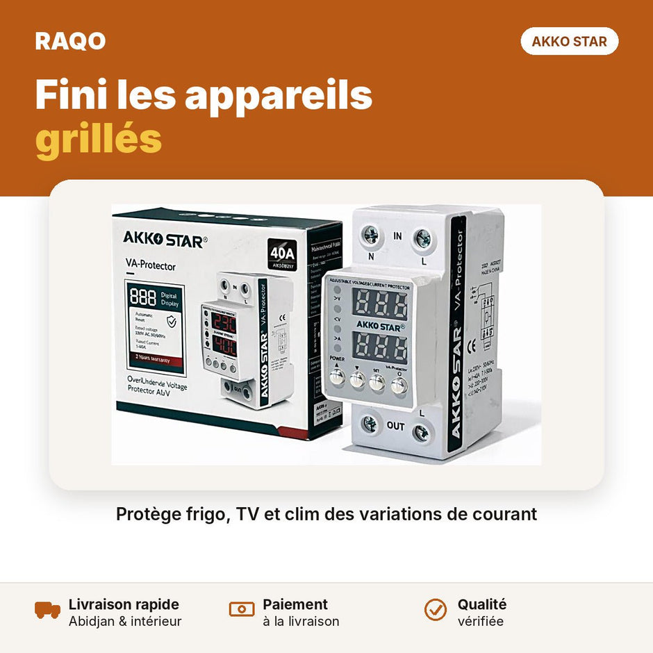 Protecteur de tension réglable 63A sur rail DIN | Akko Star - RAQO
