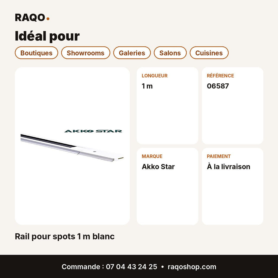 Rail pour spots 1 m blanc | Akko Star - RAQO
