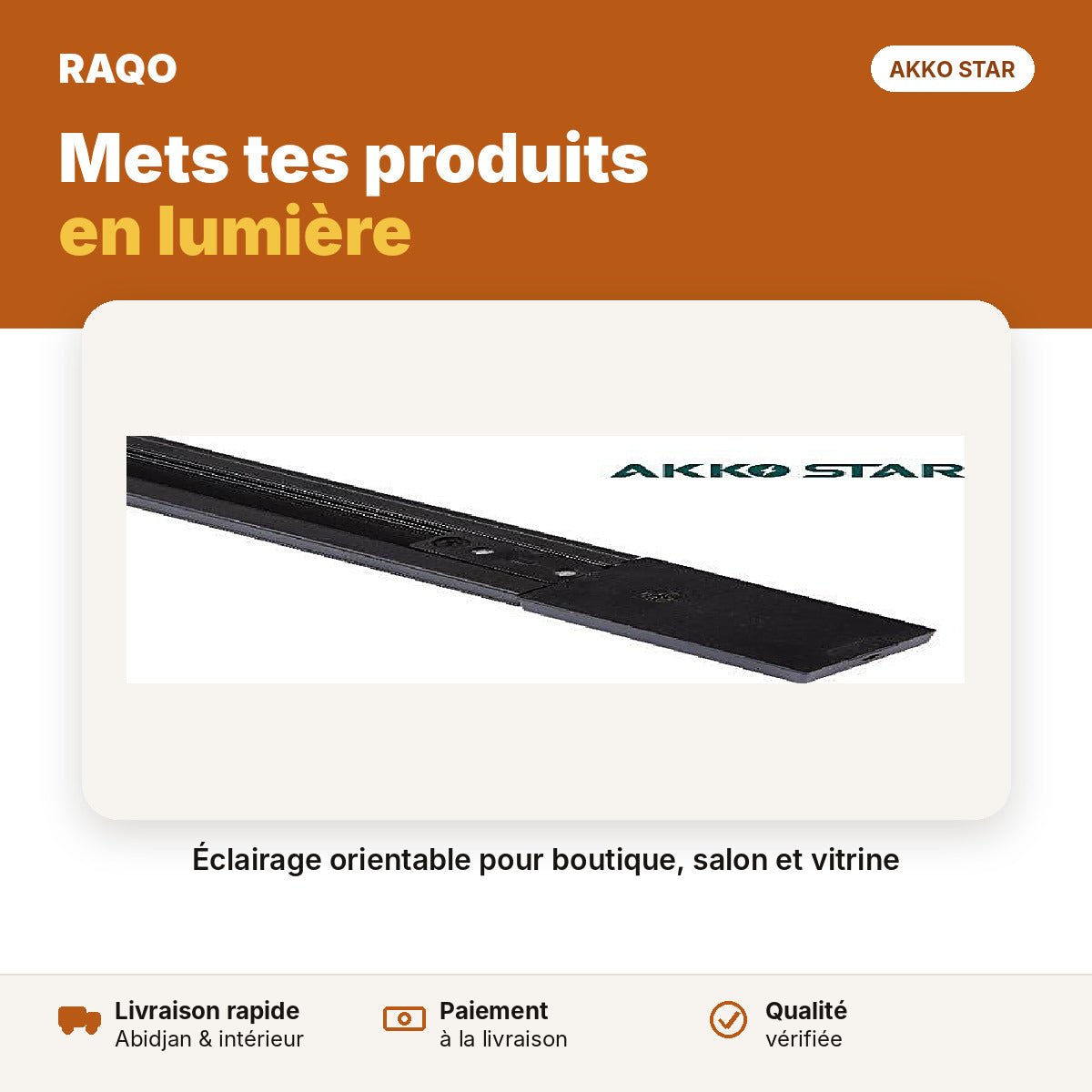 Rail pour spots 2 m noir | Akko Star - RAQO