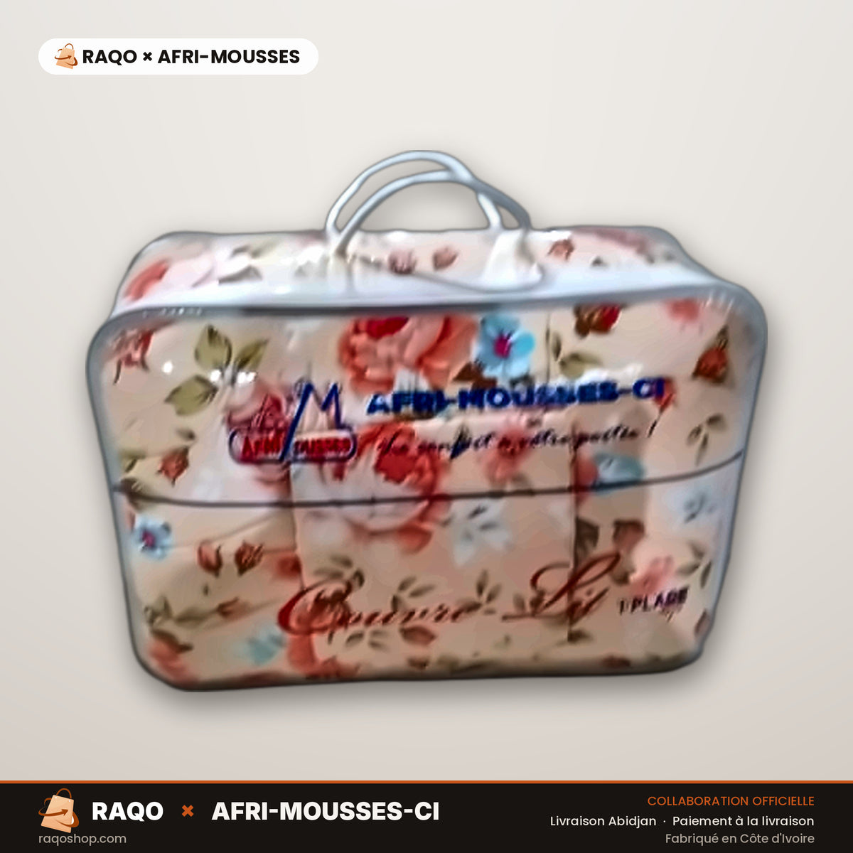 Couvre-Lit Matelassé – RAQO × Afri-Mousses – autre angle – RAQO Abidjan