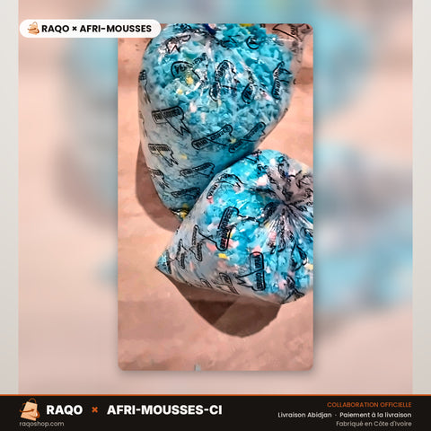 Flocon de Mousse (Rembourrage) – RAQO × Afri-Mousses – autre angle – RAQO Abidjan