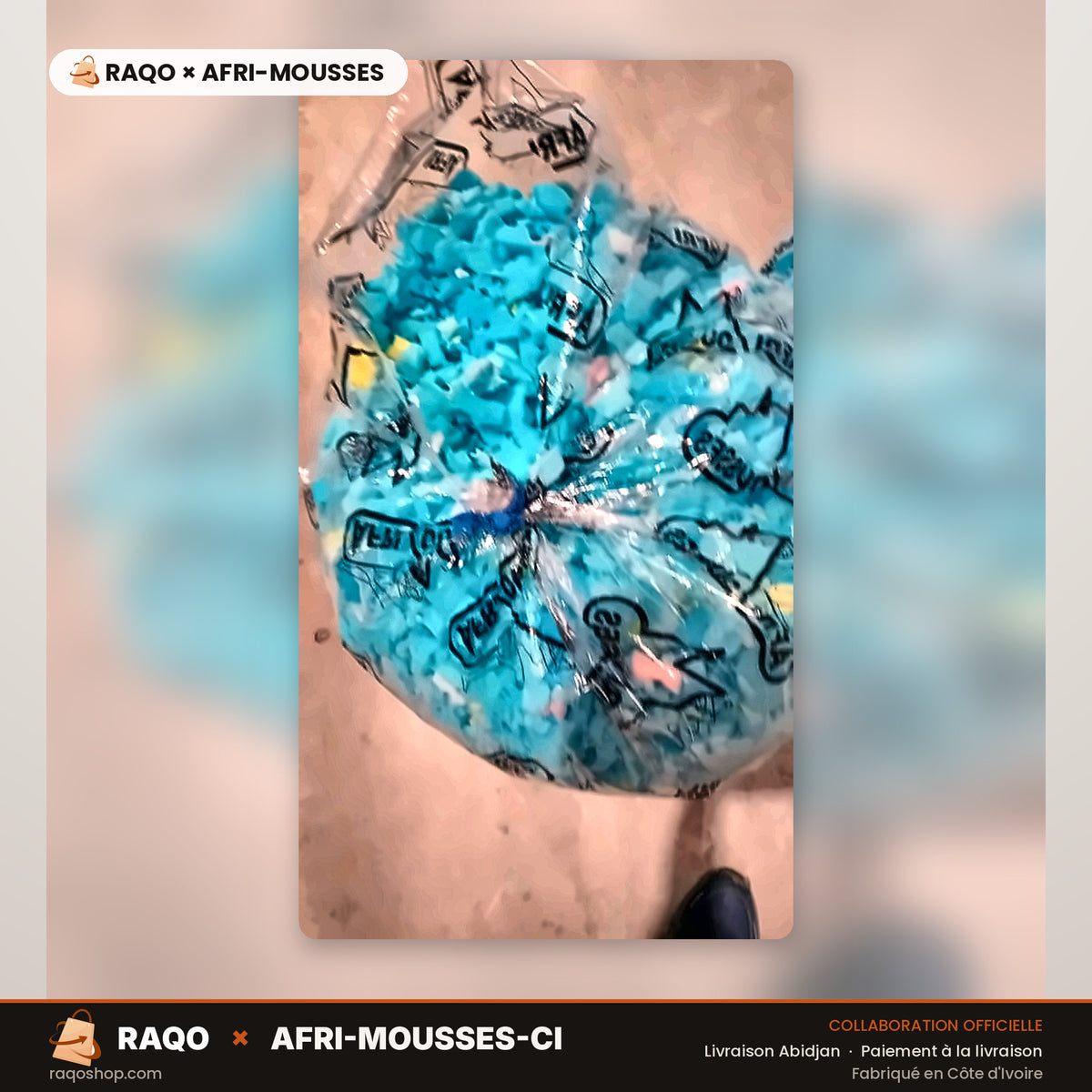 Flocon de Mousse (Rembourrage) – RAQO × Afri-Mousses – détail / autre vue – RAQO Abidjan