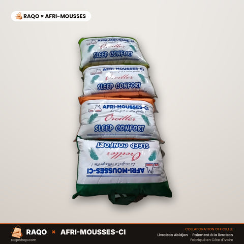 Oreiller Sleep Confort – RAQO × Afri-Mousses – vue principale – RAQO Abidjan