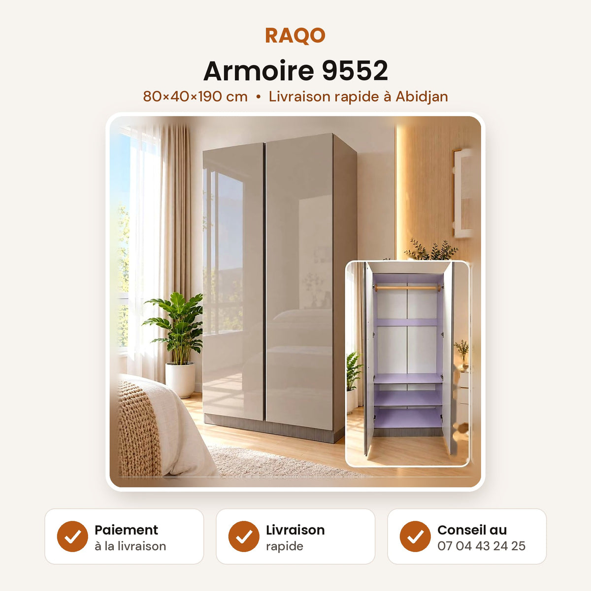 Armoire 9552 – fiche produit, paiement à la livraison – RAQO Abidjan