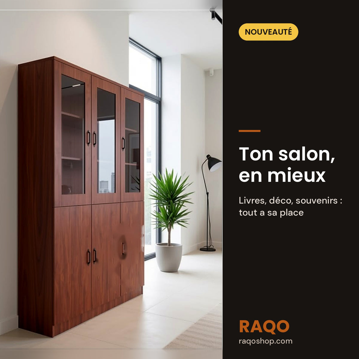 Armoire bibliothèque WJG02-3 – en situation – RAQO Abidjan