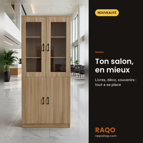 Bibliothèque vitrée WJG01-2 – en situation – RAQO Abidjan