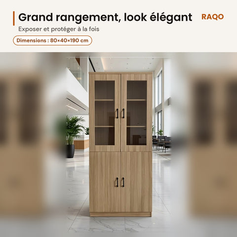 Bibliothèque vitrée WJG01-2 – détail et finitions – RAQO Abidjan
