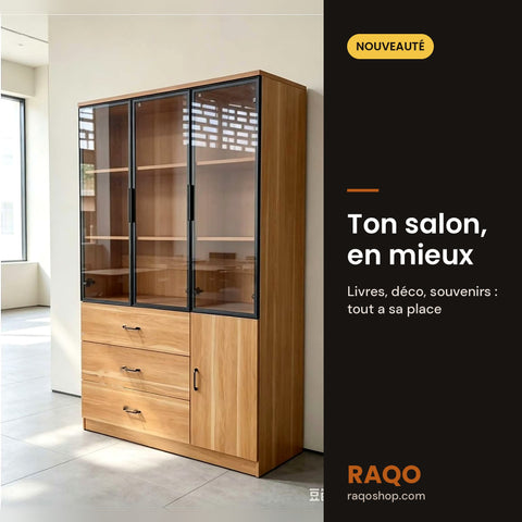 Bibliothèque vitrée WJG03-3 – en situation – RAQO Abidjan