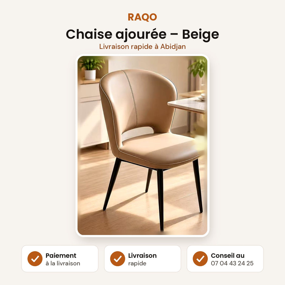 Chaise ajourée – Beige – fiche produit, paiement à la livraison – RAQO Abidjan