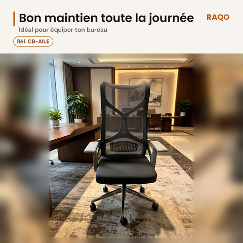 Chaise de bureau Aile – lot de 5 – détail et finitions – RAQO Abidjan