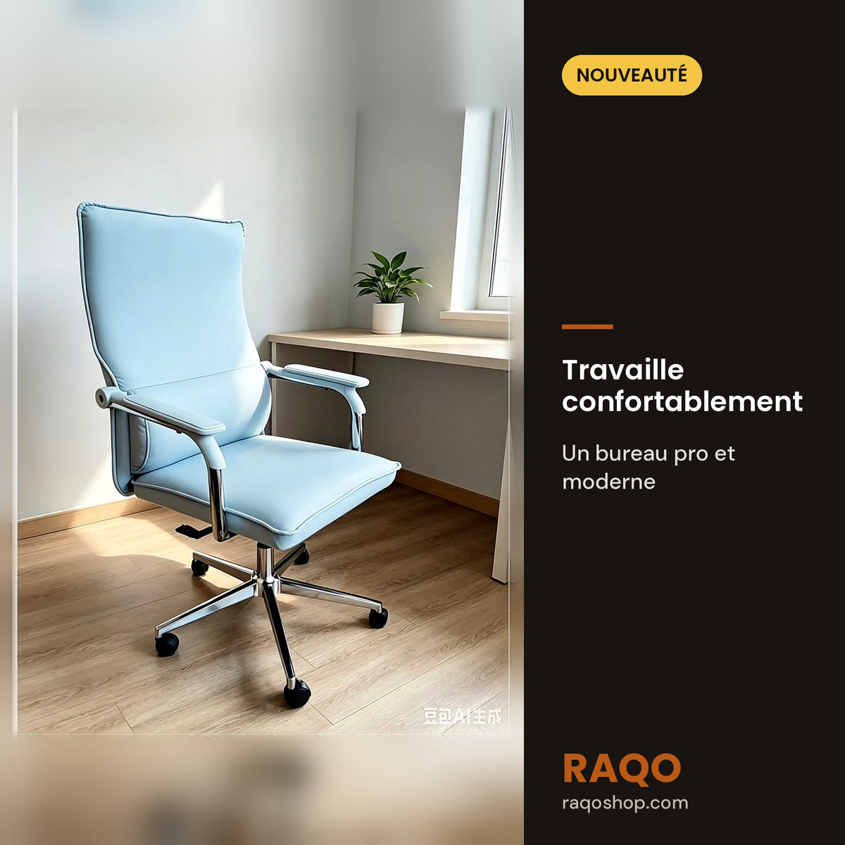 Chaise de bureau en cuir – lot de 3 – en situation – RAQO Abidjan