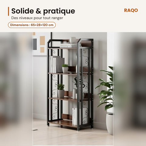 Étagère 4 niveaux YH-168-4B – Noir – détail et finitions – RAQO Abidjan