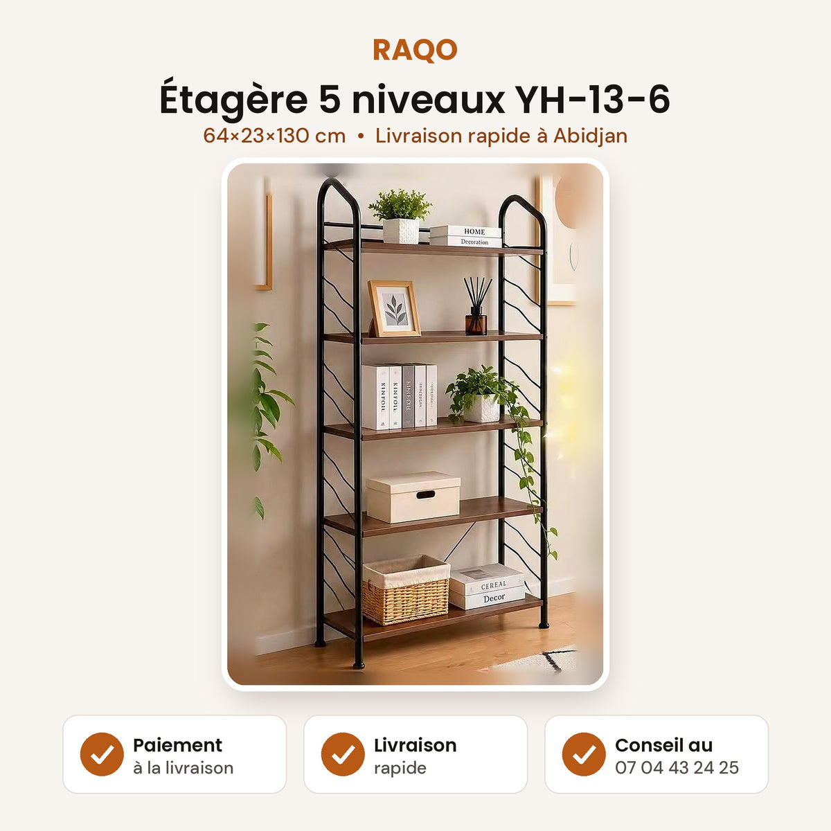 Étagère 5 niveaux YH-13-6 – fiche produit, paiement à la livraison – RAQO Abidjan