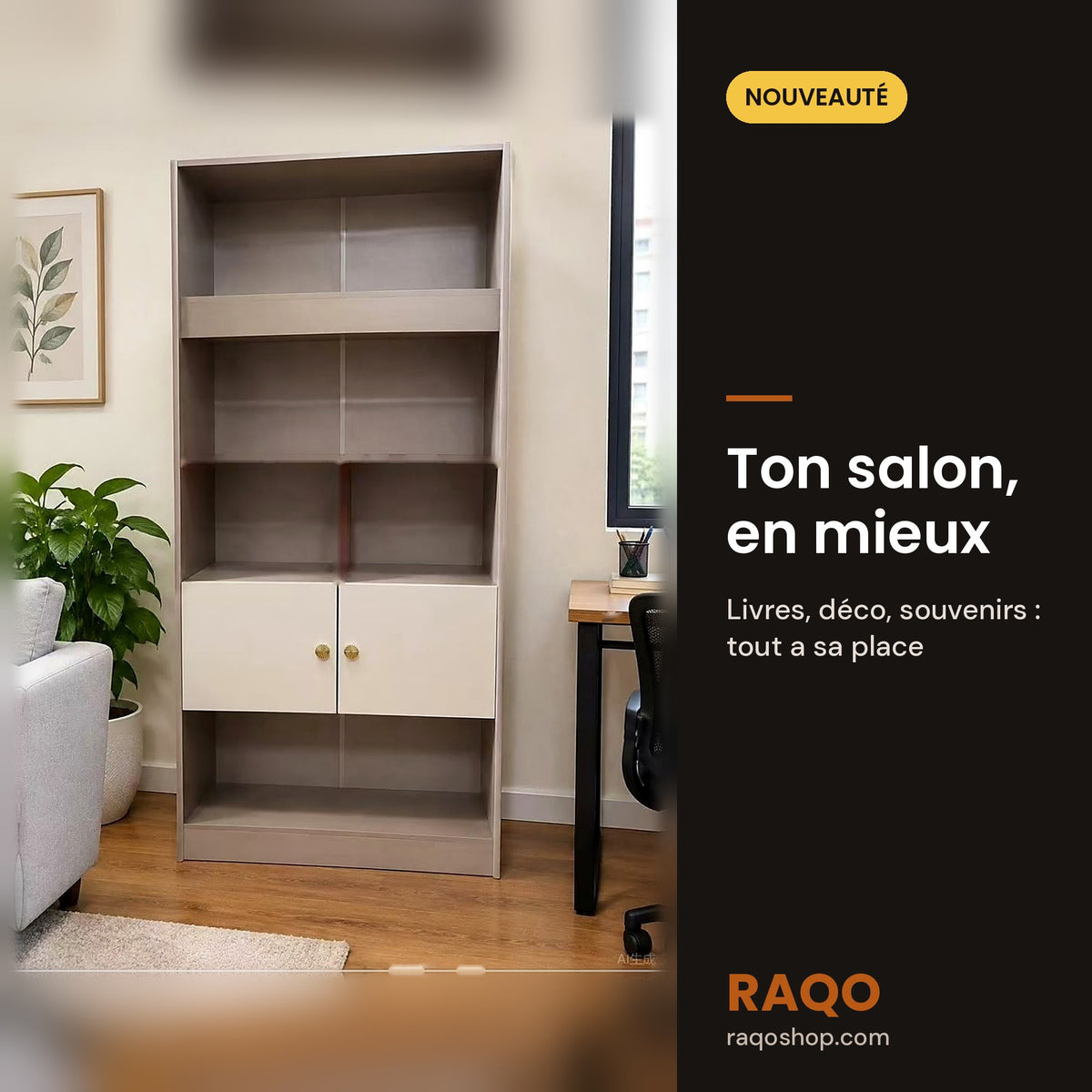 Étagère bibliothèque WJG-818 – en situation – RAQO Abidjan