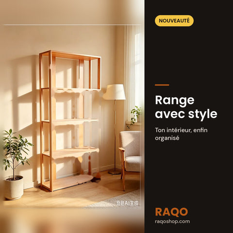 Étagère en bois SJ-81 – en situation – RAQO Abidjan