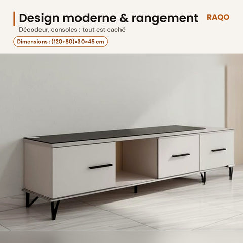 Meuble TV extensible TV-1206B – détail et finitions – RAQO Abidjan