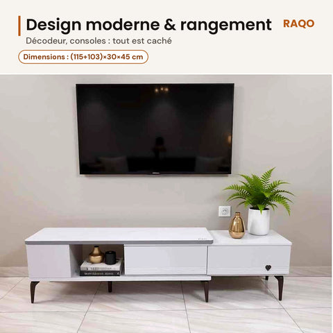 Meuble TV extensible TV 2-150 – détail et finitions – RAQO Abidjan