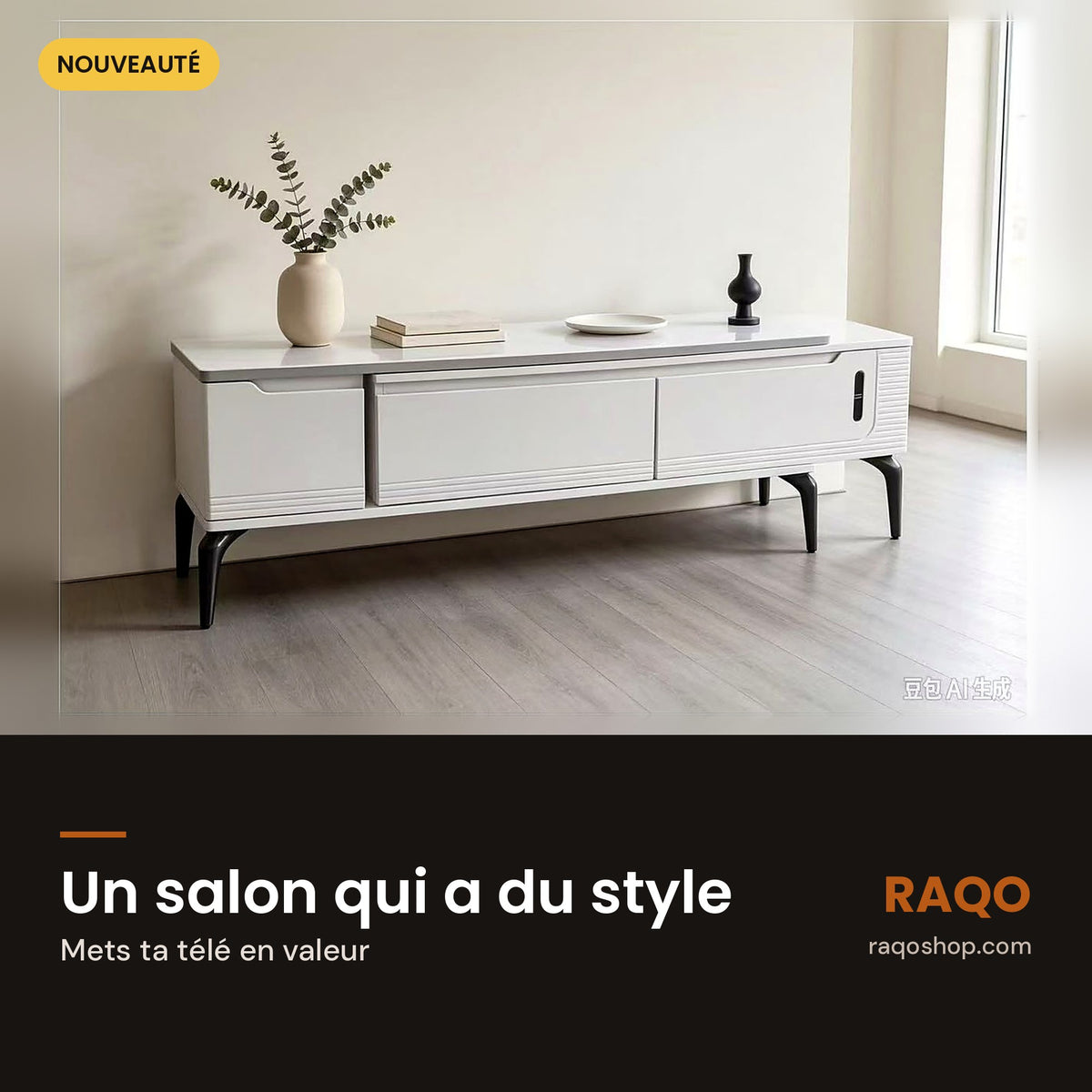 Meuble TV extensible TV 4-150 – en situation – RAQO Abidjan