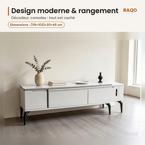 Meuble TV extensible TV 4-150 – détail et finitions – RAQO Abidjan