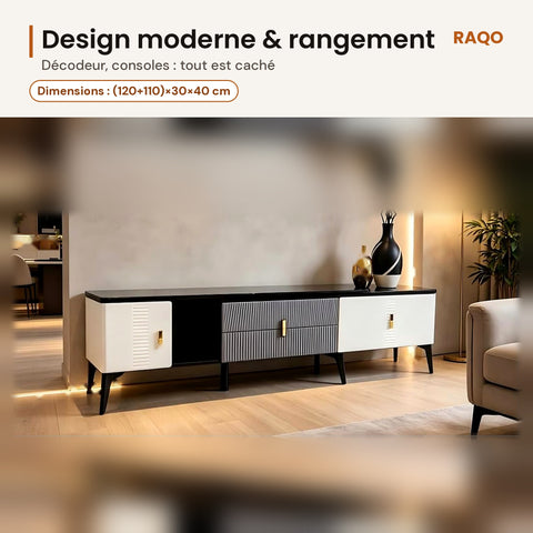 Meuble TV extensible TV F518 – détail et finitions – RAQO Abidjan