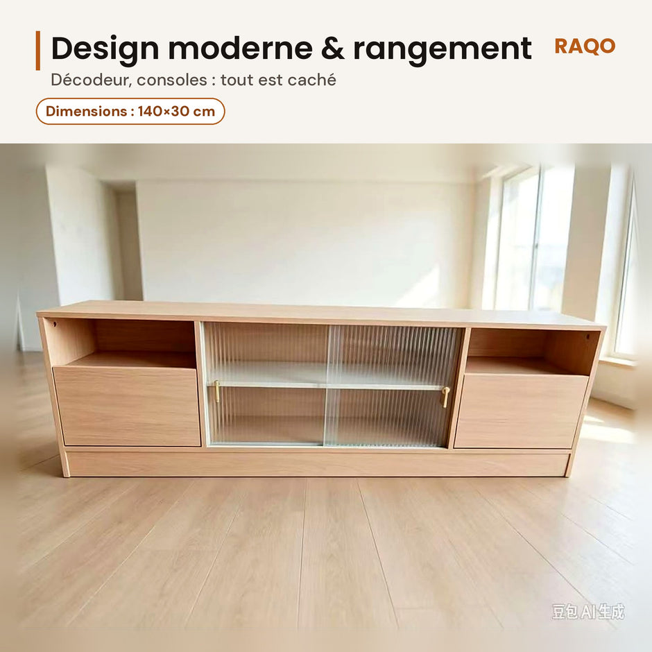 Meuble TV JD TV-818 – détail et finitions – RAQO Abidjan