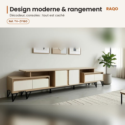 Meuble TV TV-ZY160 – détail et finitions – RAQO Abidjan