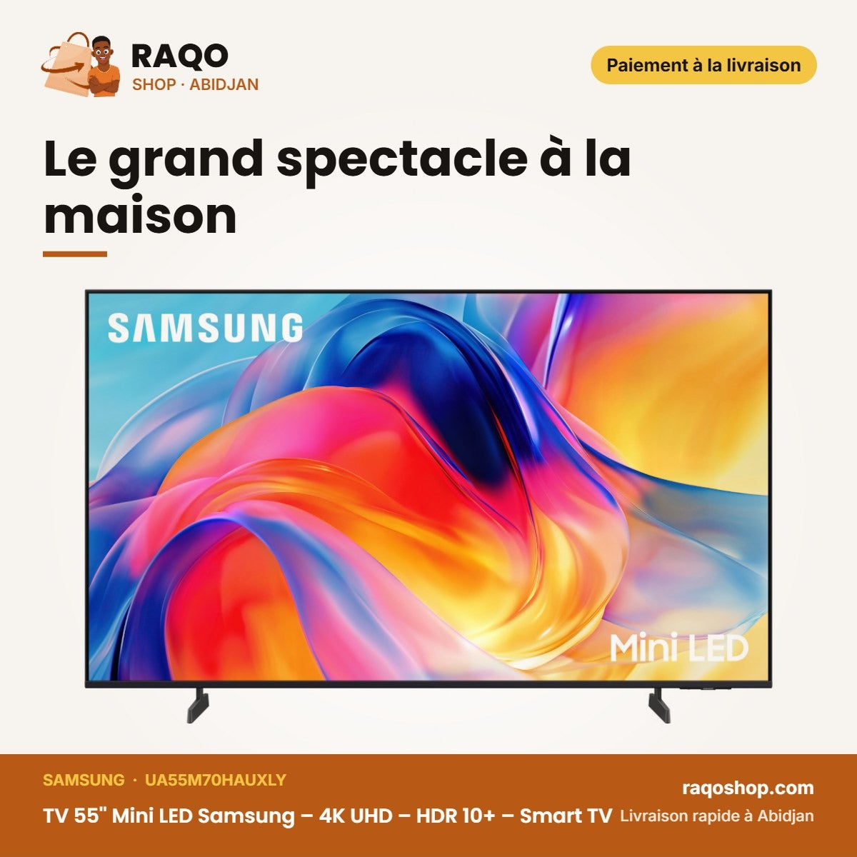 TV Samsung 55 pouces Mini LED UA55M70HAUXLY – Le grand spectacle à la maison | RAQO Shop