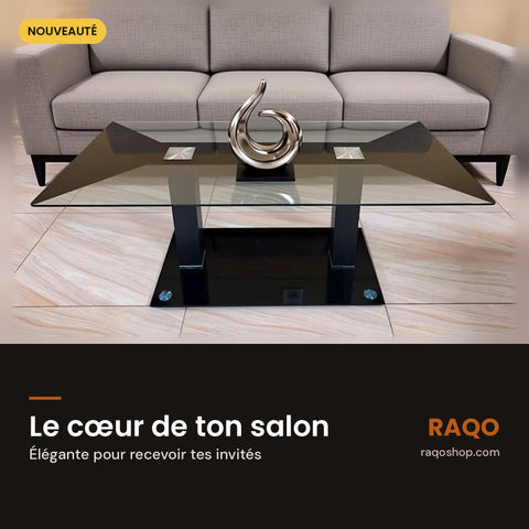 Table basse en verre 126 – en situation – RAQO Abidjan