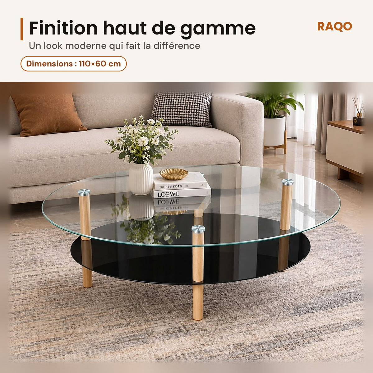 Table basse en verre 26-22 – détail et finitions – RAQO Abidjan