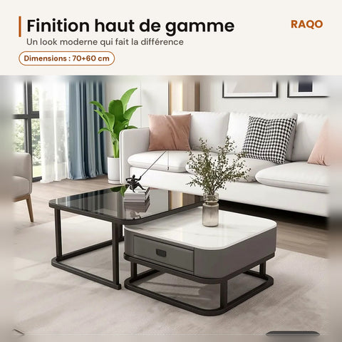 Table basse gigogne 301 – détail et finitions – RAQO Abidjan