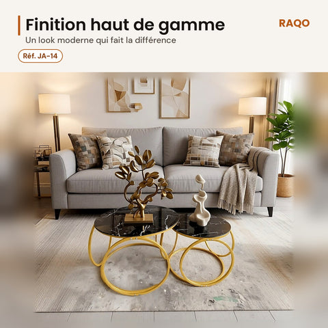 Tables basses gigognes JA-14/Q-1 – détail et finitions – RAQO Abidjan