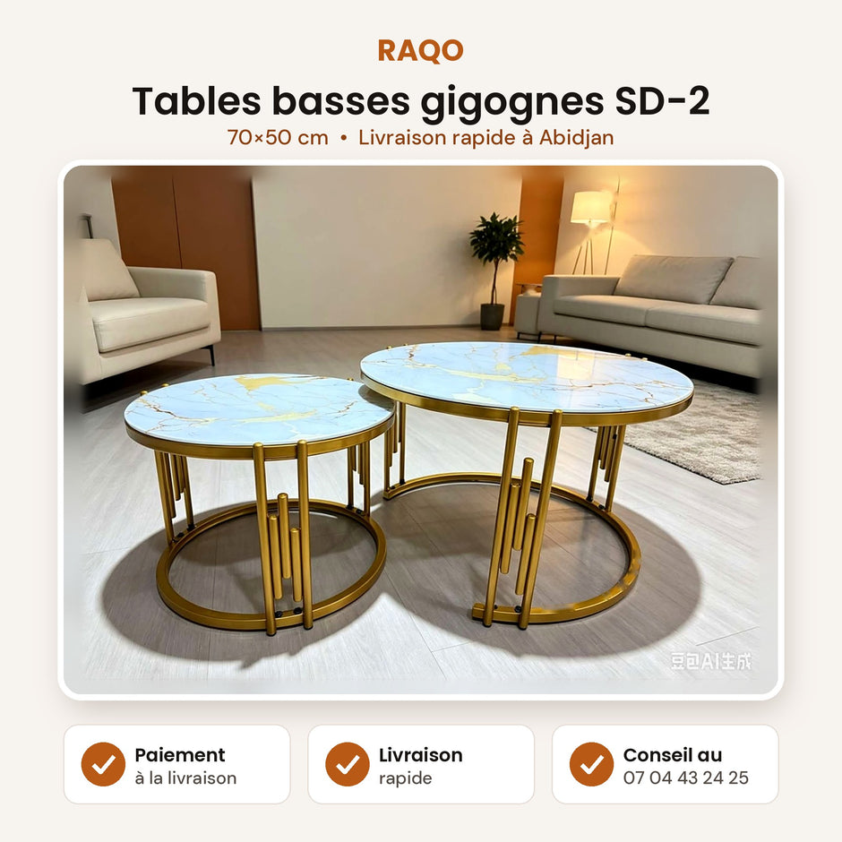 Tables basses gigognes SD-2 – fiche produit, paiement à la livraison – RAQO Abidjan