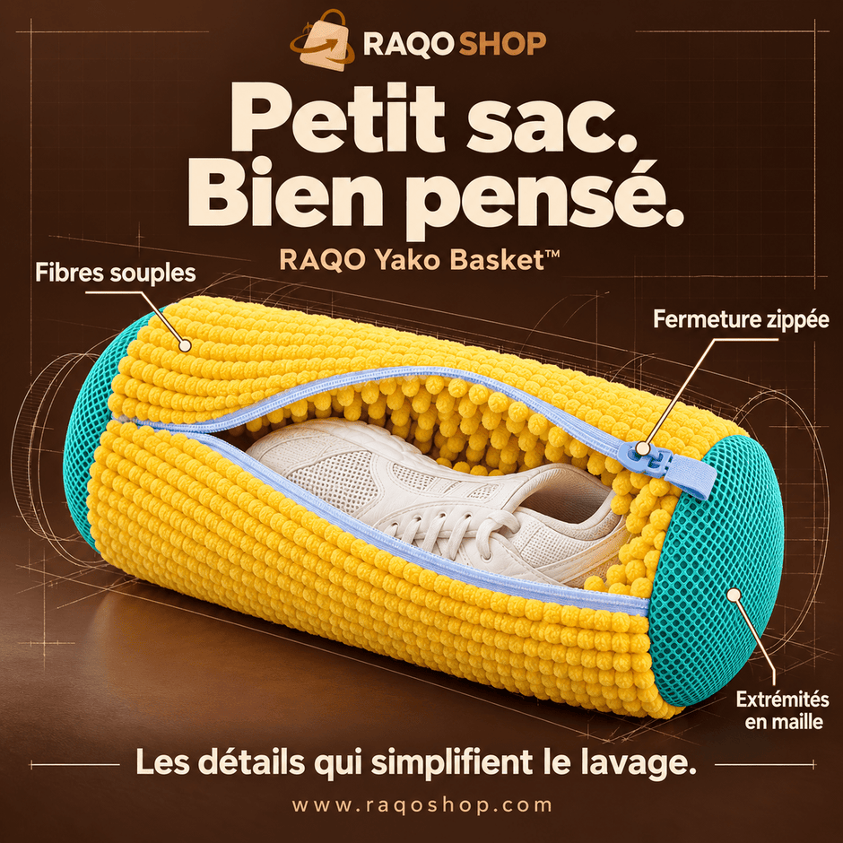 RAQO Yako Basket™ – Le Sac qui Lave et Protège tes Baskets en Machine - RAQO