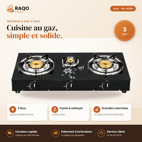 Réchaud à Gaz iLUX – 3 Feux - RAQO