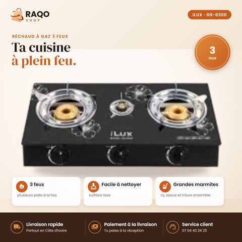 Réchaud à Gaz iLUX – 3 Feux - RAQO
