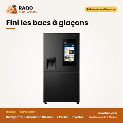 Réfrigérateur Américain Hisense – 2 Portes – Inverter – Distributeur Eau+glac. | RS9P628GTF2