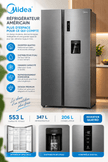 Réfrigérateur Américain Midea 553L avec Distributeur d’Eau – MDRS710FGF46D - RAQO