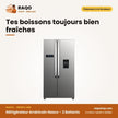 Réfrigérateur Américain Nasco – 2 Battants – 529L(344L+185L) – Inox | HNASF2-66D - RAQO
